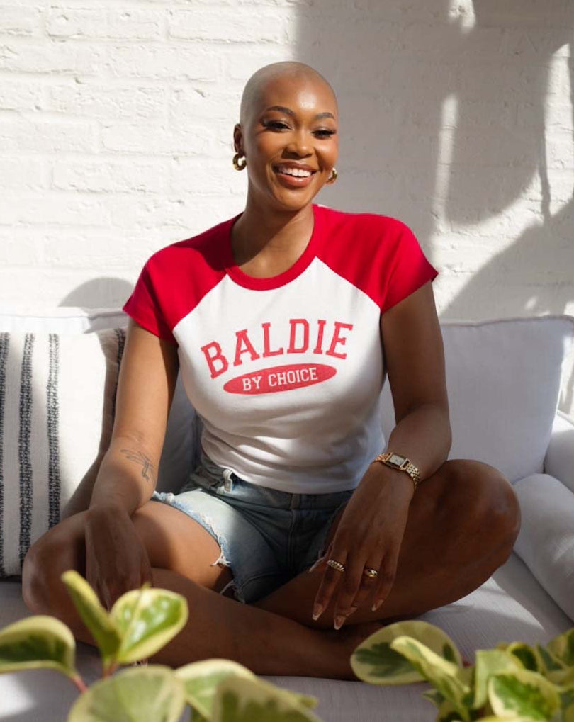 Red/Black Baldie By Nature Baby Tee