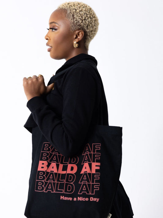 Bald AF Grocery Tote Bag