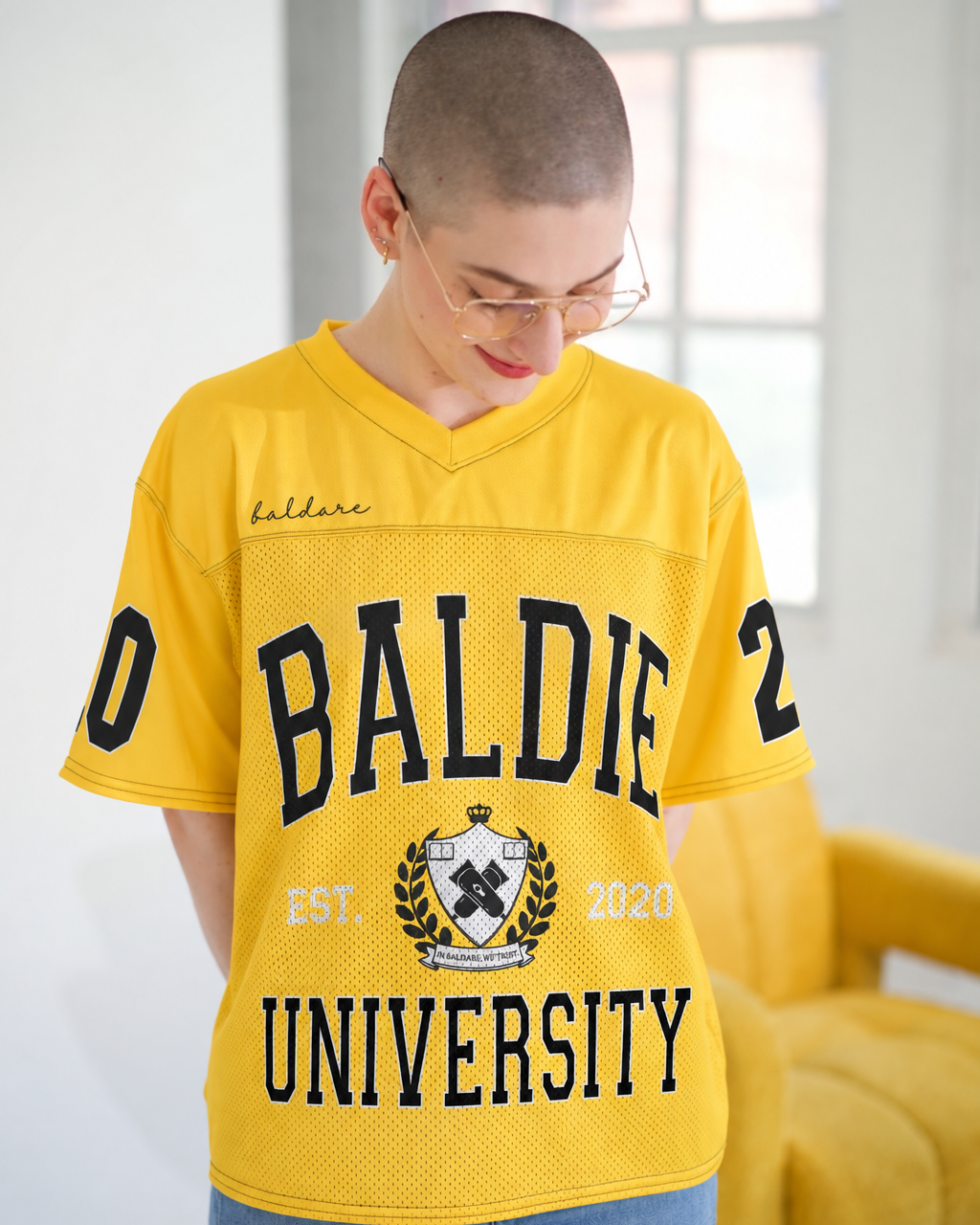 Yellow Baldie University Jersey