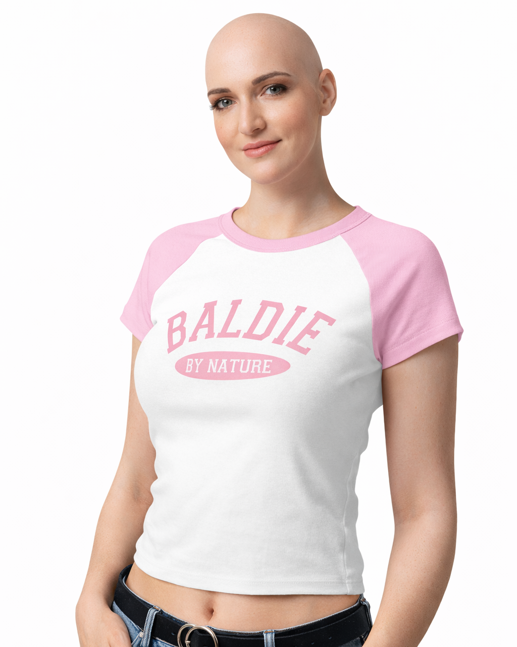 Pink/Black Baldie By Nature Baby Tee