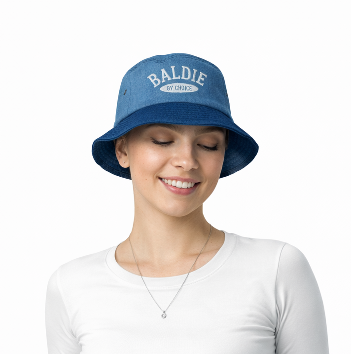 Baldie By Choice Denim Bucket hat