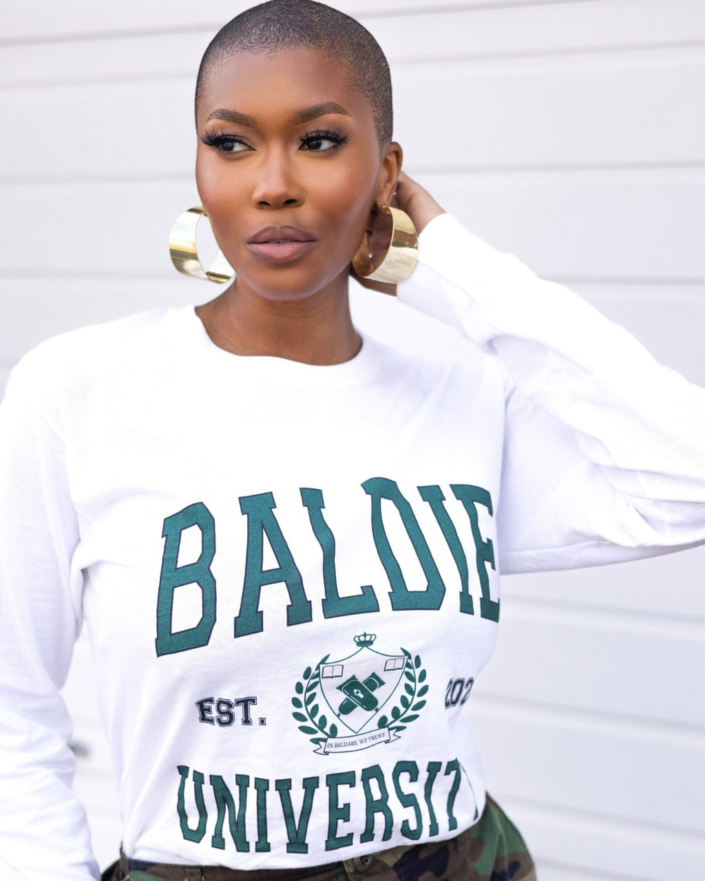 White Baldie University Long Sleeve Shirt